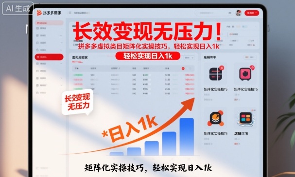长效变现无压力！拼多多虚拟类目矩阵化实操技巧，轻松实现日入1k【揭秘】-大熊网创