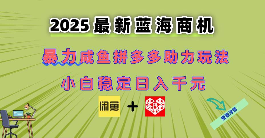 （14942期）最新闲鱼拼多多助力玩法 当下的蓝海商机 新手小白也能轻松操作 实现日…-大熊网创