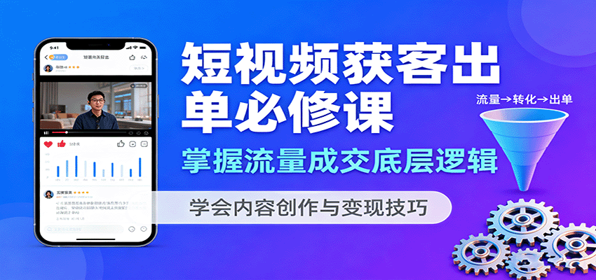 短视频获客出单必修课：掌握流量成交底层逻辑，学会内容创作与变现技巧-大熊网创