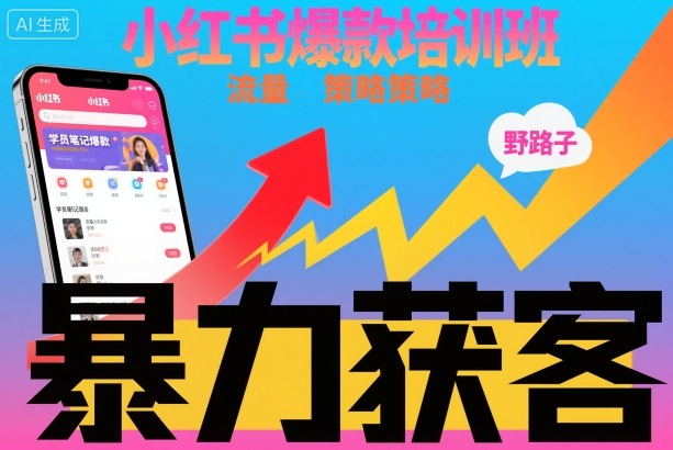小红书爆款培训班，小红书获客野路子流量打法，暴力持续获客-大熊网创