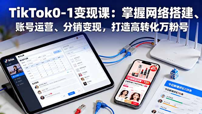 TikTok0-1变现课：掌握网络搭建、账号运营、分销变现，打造高转化万粉号-大熊网创