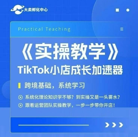 大卖家孵化中心TikTok实操课，TikTok小店成长加速器，跨境基础系统学习，一步一步带你开店-大熊网创