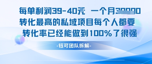 每单利润40一个月7k+转化最高的私域项目，每个人都要的产品转化率已经能做到100%-大熊网创