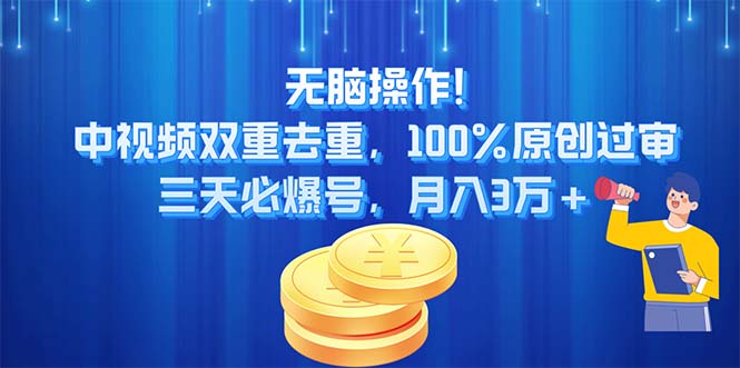 （11353期）无脑操作!中视频双重去重，100%原创过审，三天必爆号，月入3万+-大熊网创