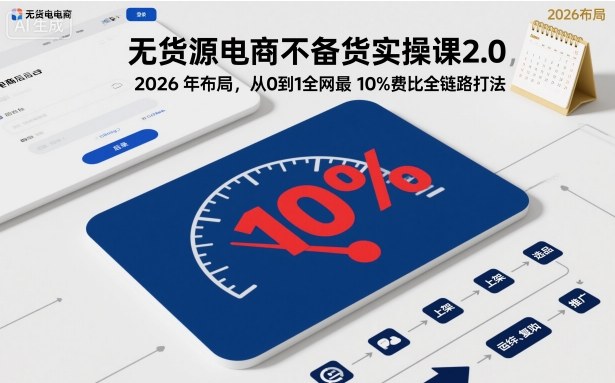 无货源电商不备货实操课2.0，2026年布局，从0到1全网最低10%费比全链路打法【更新中】-大熊网创