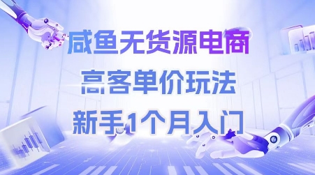 咸鱼无货源电商，高客单价玩法，新手1个月入门-大熊网创