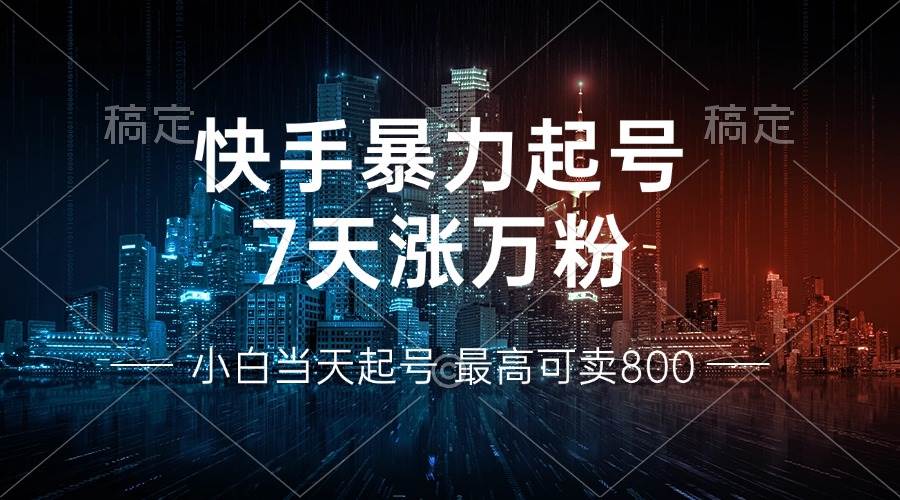 （13142期）快手暴力起号，7天涨万粉，小白当天起号 多种变现方式，账号回收，单月…-大熊网创
