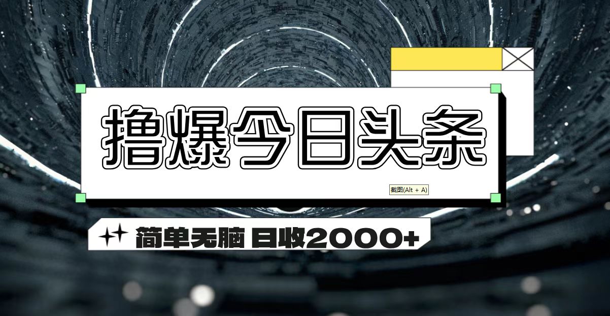 （11665期）撸爆今日头条 简单无脑操作 日收2000+-大熊网创