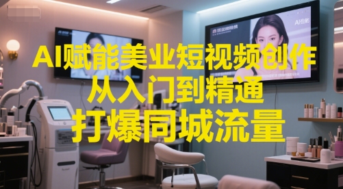 AI赋能美业短视频创作，从入门到精通，打爆同城流量，超级AI工具短视频实操落地-大熊网创