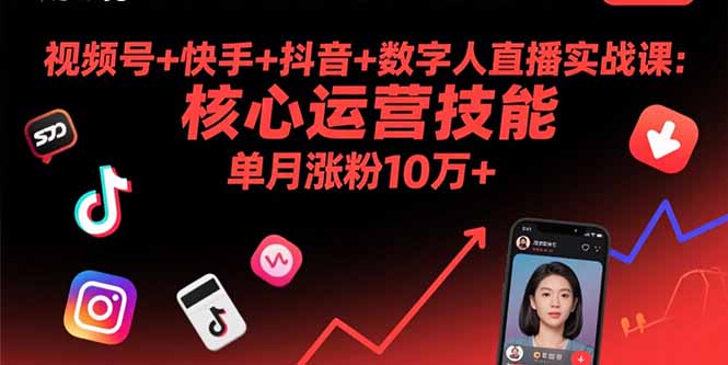 视频号+快手+抖音+数字人直播实战课(9月-大熊网创