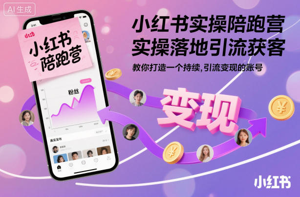 小红书实操陪跑营，实操落地引流获客，教你打造一个持续引流变现的账号-大熊网创