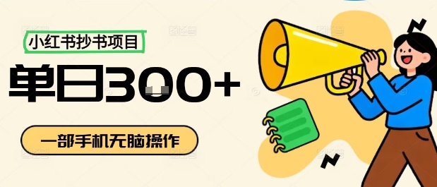 小红书抄书项目，无脑操作，一天3张-大熊网创