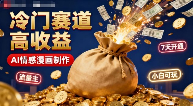 公众号冷门赛道，用AI做情感漫画，7天开通流量主，操作简单，小白可玩-大熊网创