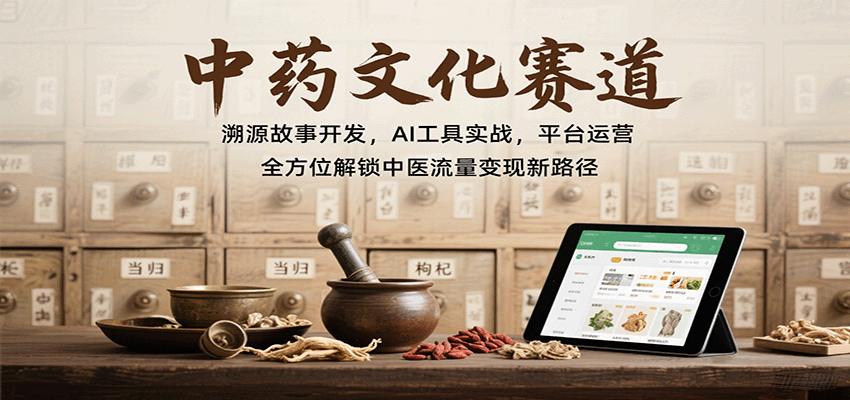 中药文化赛道：溯源故事开发，AI工具实战，平台运营，全方位解锁中医流量变现新路径-大熊网创