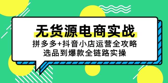 （15006期）无货源电商实战：拼多多+抖音小店运营全攻略，选品到爆款全链路实操-大熊网创