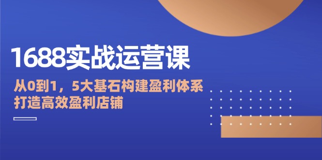 （12482期）1688实战运营课：从0到1，5大基石构建盈利体系，打造高效盈利店铺-大熊网创