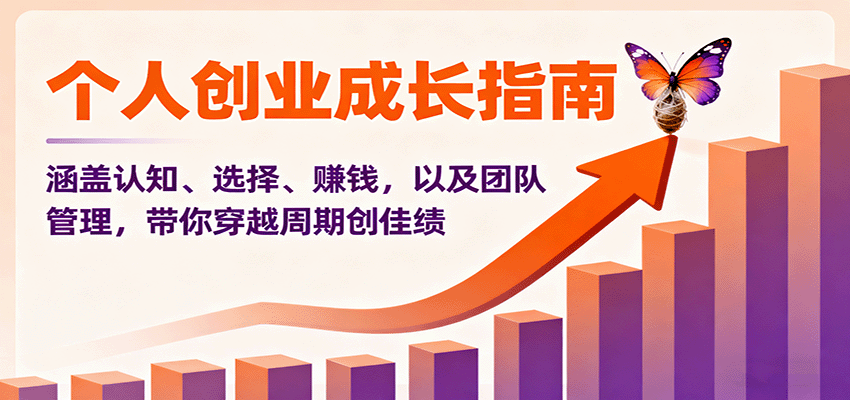 个人创业成长指南：涵盖认知、选择、赚钱，以及团队管理，带你穿越周期创佳绩-大熊网创