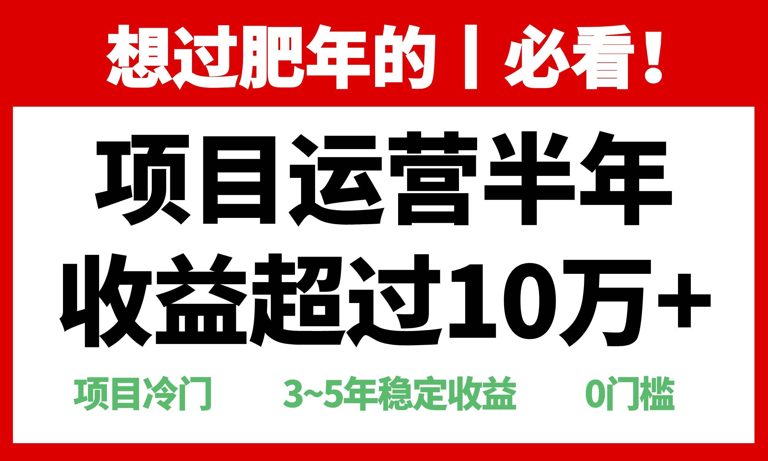 （13663期）年前过肥年的必看的超冷门项目，半年收益超过10万+，-大熊网创