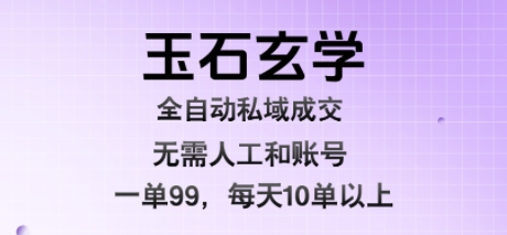 玉石玄学全自动私域成交，一单99每天十单以上，无需人工和矩阵账号，蓝海项目直接干【揭秘】-大熊网创