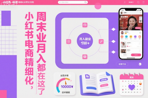 小红书电商精细化运营全流程，周末副业月入1W+，全套方法都在这了-大熊网创