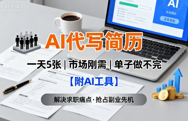 AI代写简历，一天5张，今年找工作难，市场刚需，单子做不完【附AI工具】-大熊网创