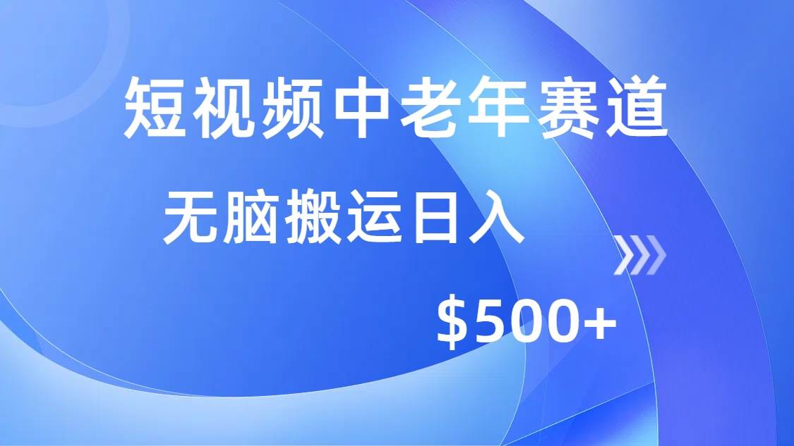 （14254期）短视频中老年赛道，操作简单，多平台收益，无脑搬运日入500+-大熊网创