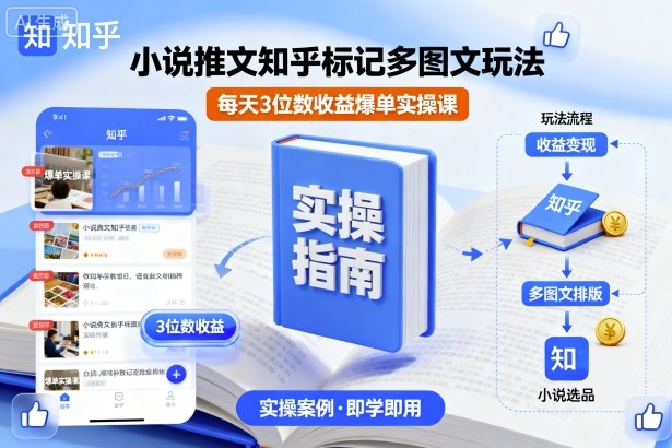小说推文知乎标记多图文玩法，每天3位数收益爆单实操课-大熊网创