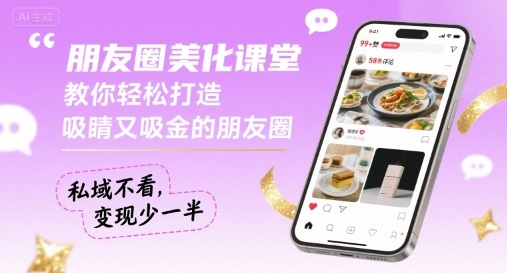 朋友圈美化课堂，教你轻松打造，吸睛又吸金的朋友圈，私域不看，变现少一半-大熊网创