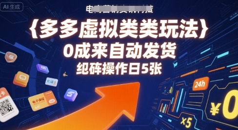 多多虚拟类目玩法，0成本全自动发货，矩阵操作日5张-大熊网创