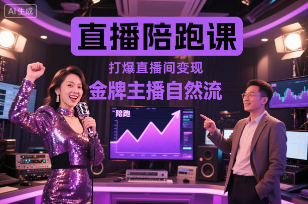 直播陪跑课，金牌主播自然流打爆直播间，复制高变现玩法-大熊网创