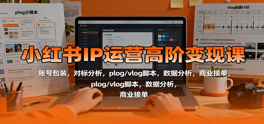 小红书IP运营高阶变现课：账号包装，对标分析，plog/vlog脚本，数据分析，商业接单-大熊网创