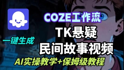 Coze扣子工作流一键生成TK悬疑民间故事视频，AI实操教学+保姆级教程-大熊网创