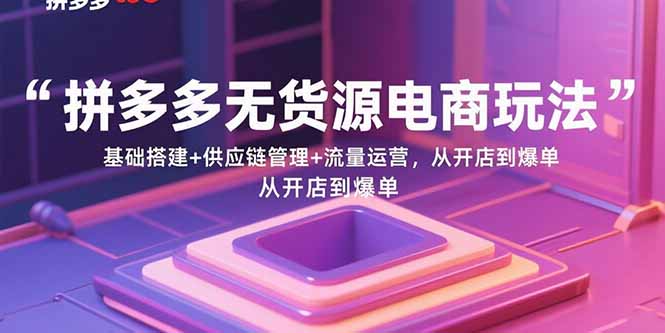 拼多多无货源电商玩法：基础搭建+供应链管理+流量运营，从开店到爆单-大熊网创