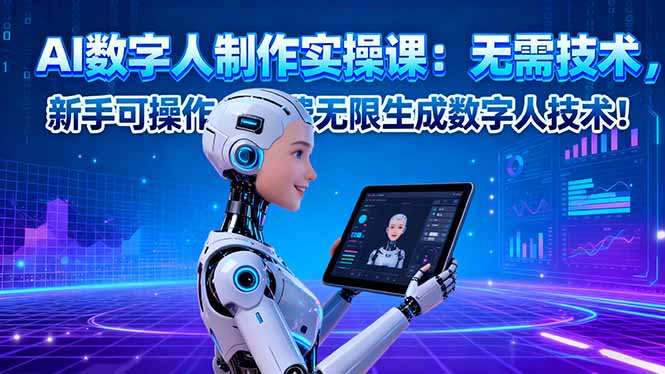 AI数字人制作实操课：无需技术，新手可操作，免费无限生成数字人技术！-大熊网创