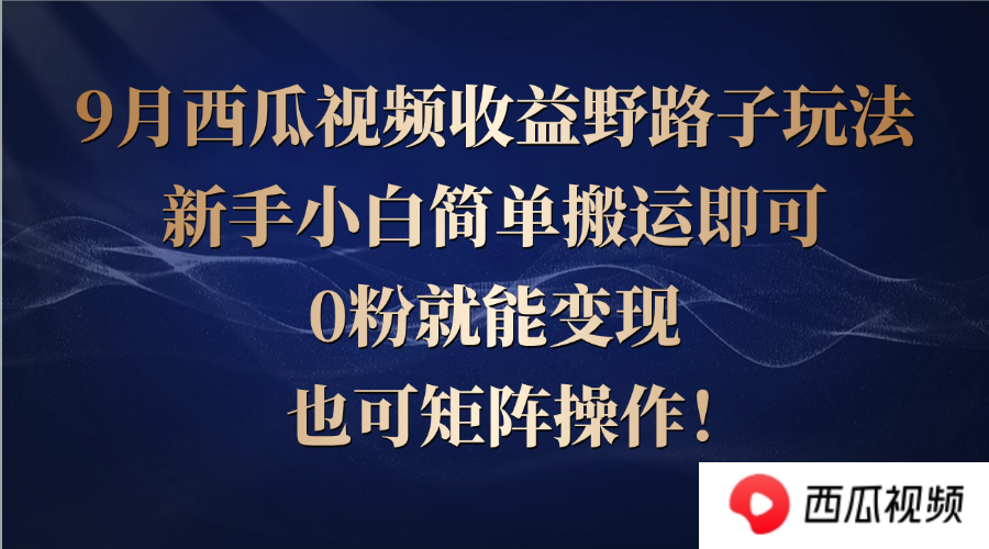 （12760期）西瓜视频收益野路子玩法，新手小白简单搬运即可，0粉就能变现，也可矩…-大熊网创