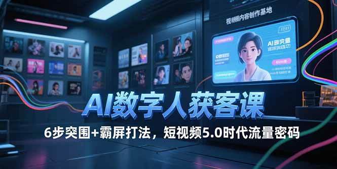 （15247期）AI数字人获客课，6步突围+霸屏打法，短视频5.0时代流量密码-大熊网创