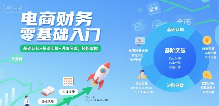 电商财务零基础入门，基础认知+基础实操+进阶突破，轻松掌握-大熊网创