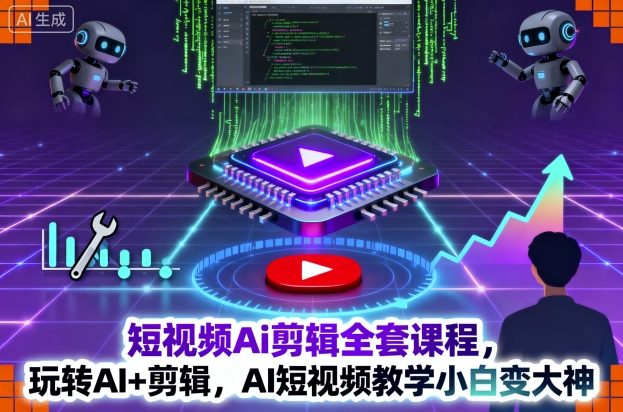 短视频Ai剪辑全套课程，玩转AI+剪辑，AI短视频教学小白变大神-大熊网创
