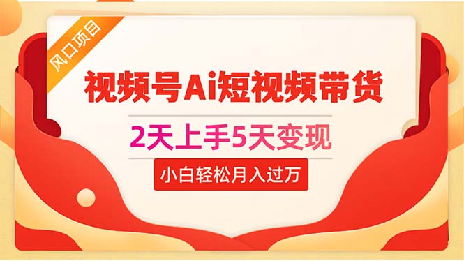 （10807期）2天上手5天变现视频号Ai短视频带货0粉丝0基础小白轻松月入过万-大熊网创