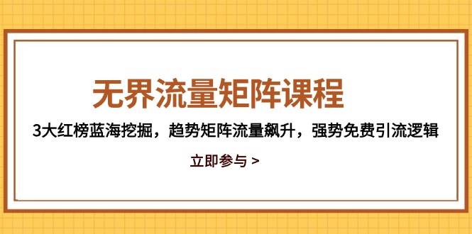 （14763期）无界流量矩阵课程，3大红榜蓝海挖掘，趋势矩阵流量飙升，强势免费引流逻辑-大熊网创