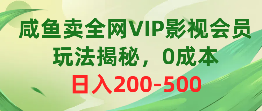 （10517期）咸鱼卖全网VIP影视会员，玩法揭秘，0成本日入200-500-大熊网创