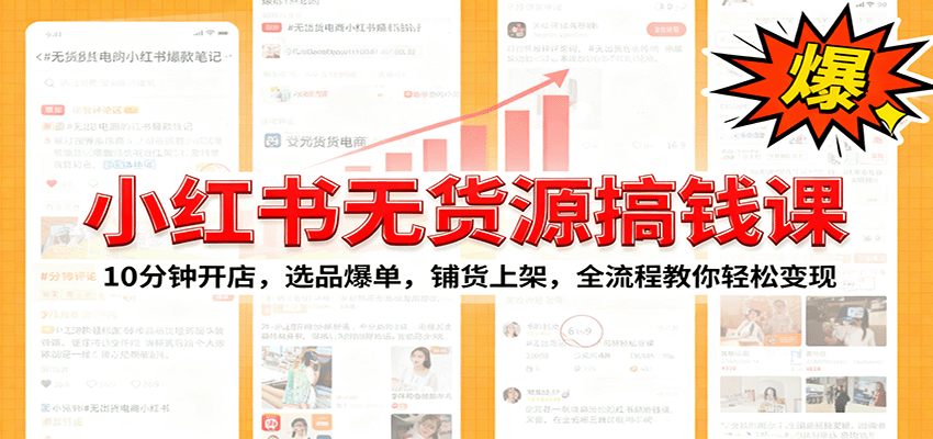 小红书无货源爆单课：10分钟开店，选品爆单，铺货上架，全流程教你轻松变现-大熊网创