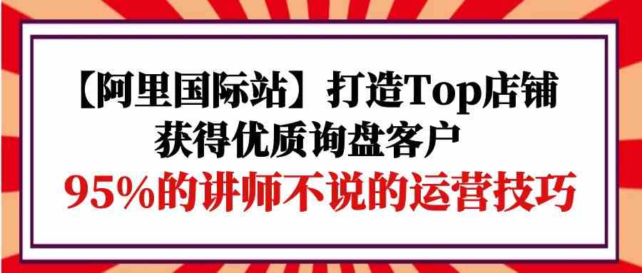 （9976期）【阿里国际站】打造Top店铺-获得优质询盘客户，95%的讲师不说的运营技巧-大熊网创