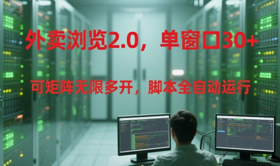 外卖浏览2.0，单窗口30+可矩阵无限多开，脚本全自动运行【揭秘】-大熊网创
