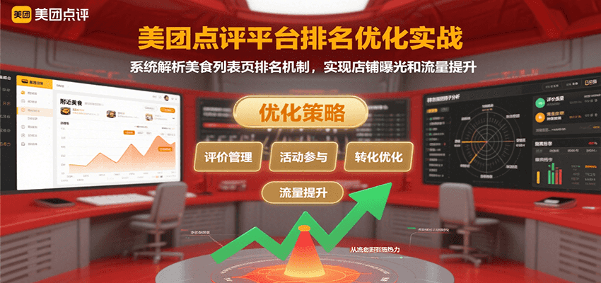 美团点评平台排名优化实战，系统解析美食列表页排名机制，实现店铺曝光和流量提升-大熊网创
