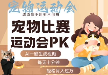AI一键生成宠物比赛运动会PK视频，纯原创不用剪不用拍，每天十分钟，轻松月入过1W+-大熊网创