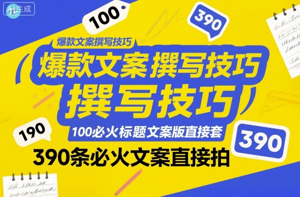 爆款文案撰写技巧，100个必火标题文案模版直接套，390条必火文案直接拍-大熊网创