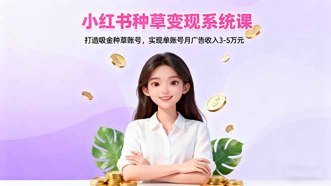 小红书种草变现系统课：打造吸金种草账号，实现单账号月广告收入3-5万元-大熊网创