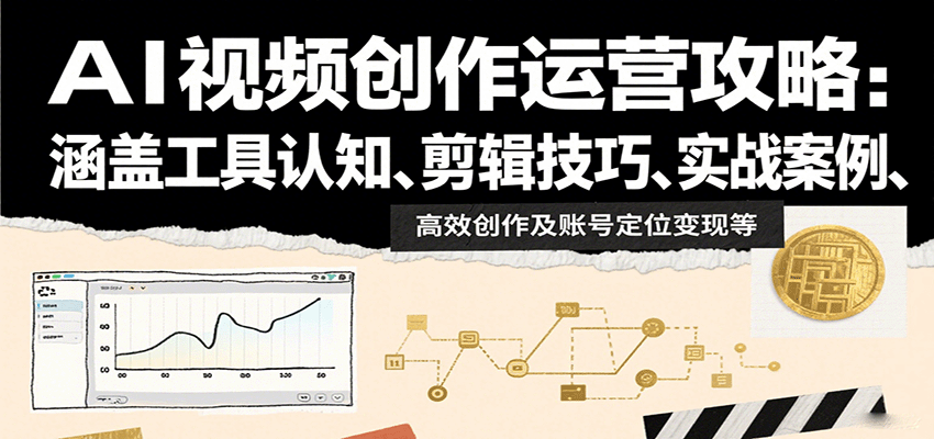 AI视频创作运营攻略：涵盖工具认知、剪辑技巧、实战案例、高效创作及账号定位变现等-大熊网创