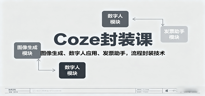 Coze封装课，图像生成、数字人应用、发票助手，流程封装技术-大熊网创